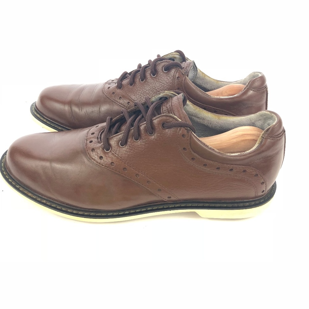 Ashworth Mens Golf Shoes W/ Spikes Sz. 9.5 Brown - Picture 5 of 8